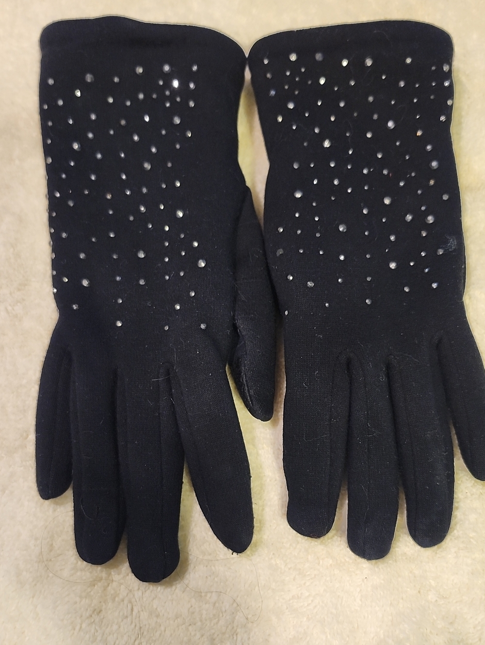 Black Rhinestone Women's Gloves